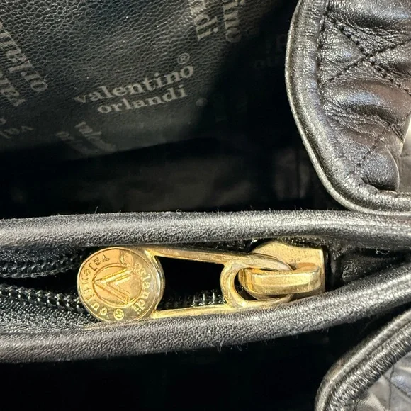 Valentino Orlandi Black Quilted Leather Top Handle Handbag - Picture 9 of 10